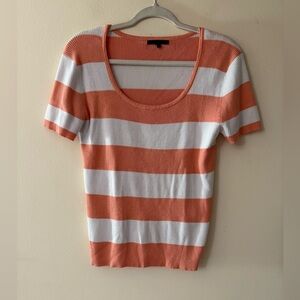 21 Main by Forever 21 Ribbed Striped Top, Peach and White, size XL